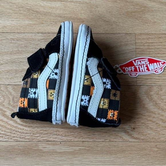 VANS Sk8-Hi Old Skool Animal Faces Checkerboard Crib Shoes Baby Sz 4 Hook & Loop - Picture 9 of 11